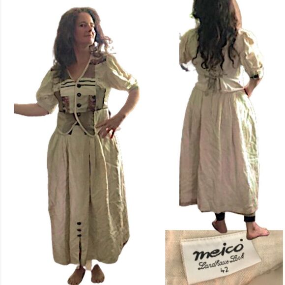 Vintage Linen Bavarian Blouse and Skirt by MEICO (42) - Picture 1 of 16